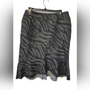Sandro Black and Grey Zebra Print Knee Length Skirt Women's Size 10 NWOT